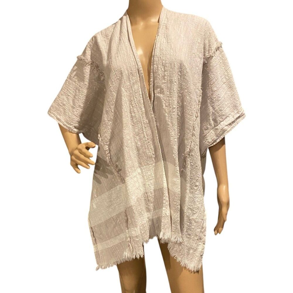 Universal Thread Open Front Ruana Cover Up Kimono Wrap Cotton Gauzy BOHO OSFM